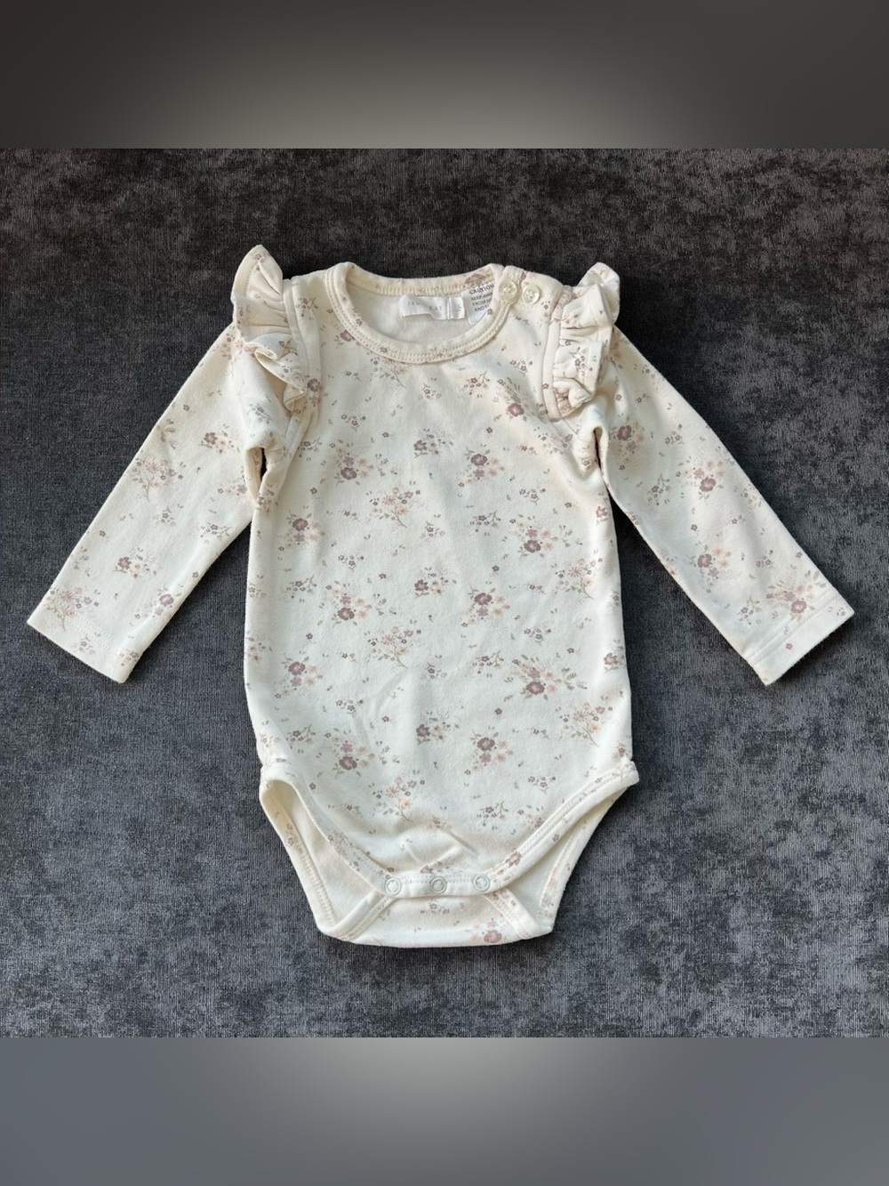 Jamie Kay Long Sleeve Ruffle Shoulder Floral Onesie Size 1 Year
